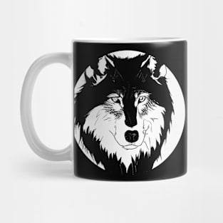 Wolf head black and white Mug